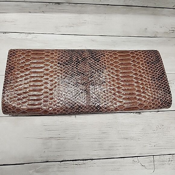 Lulu Townsend Faux Brown Snakeskin Chain Shoulder/Clutch Bag Silver Hardware - Picture 8 of 8